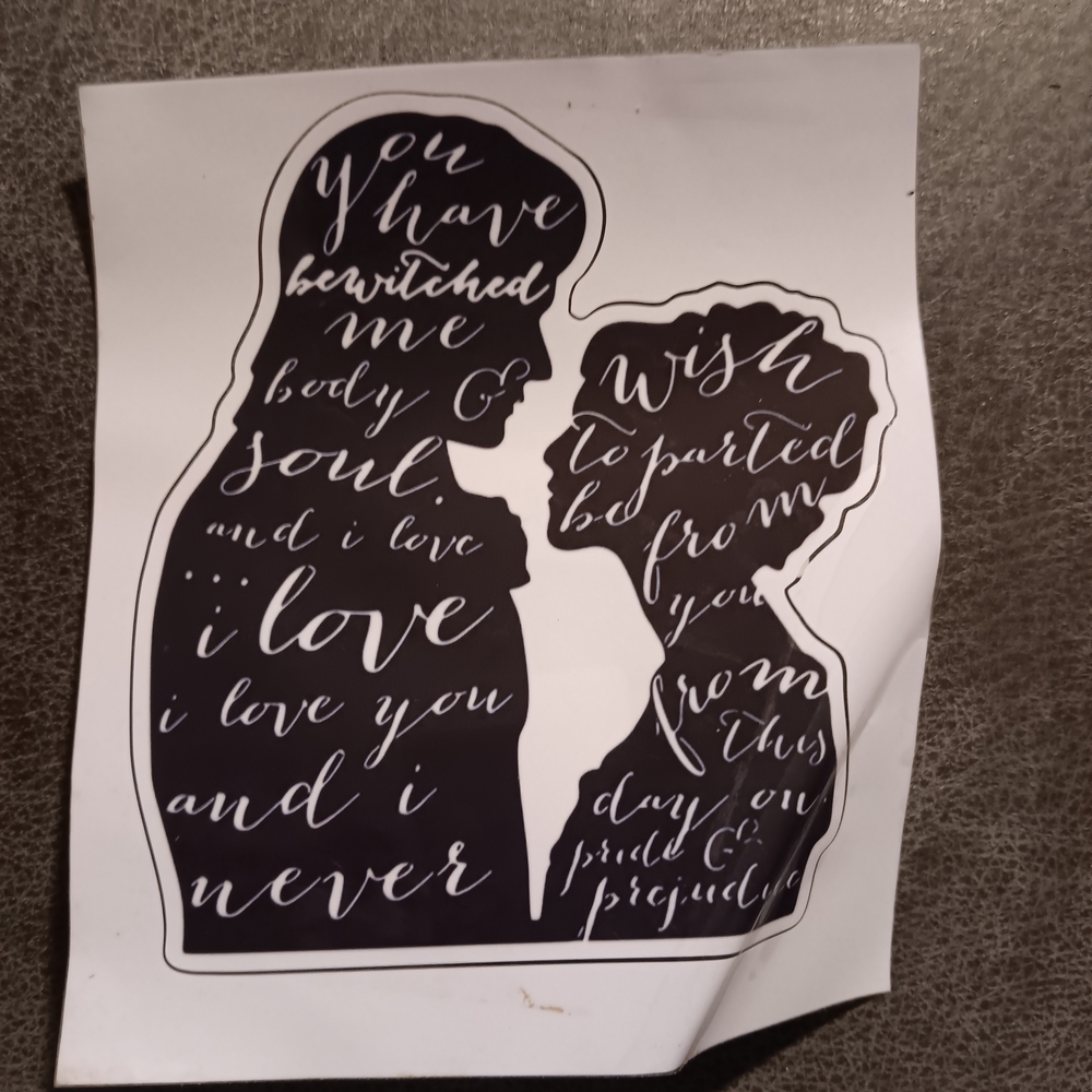 Pride And Prejuice Black and White Silhouette Art Sticker